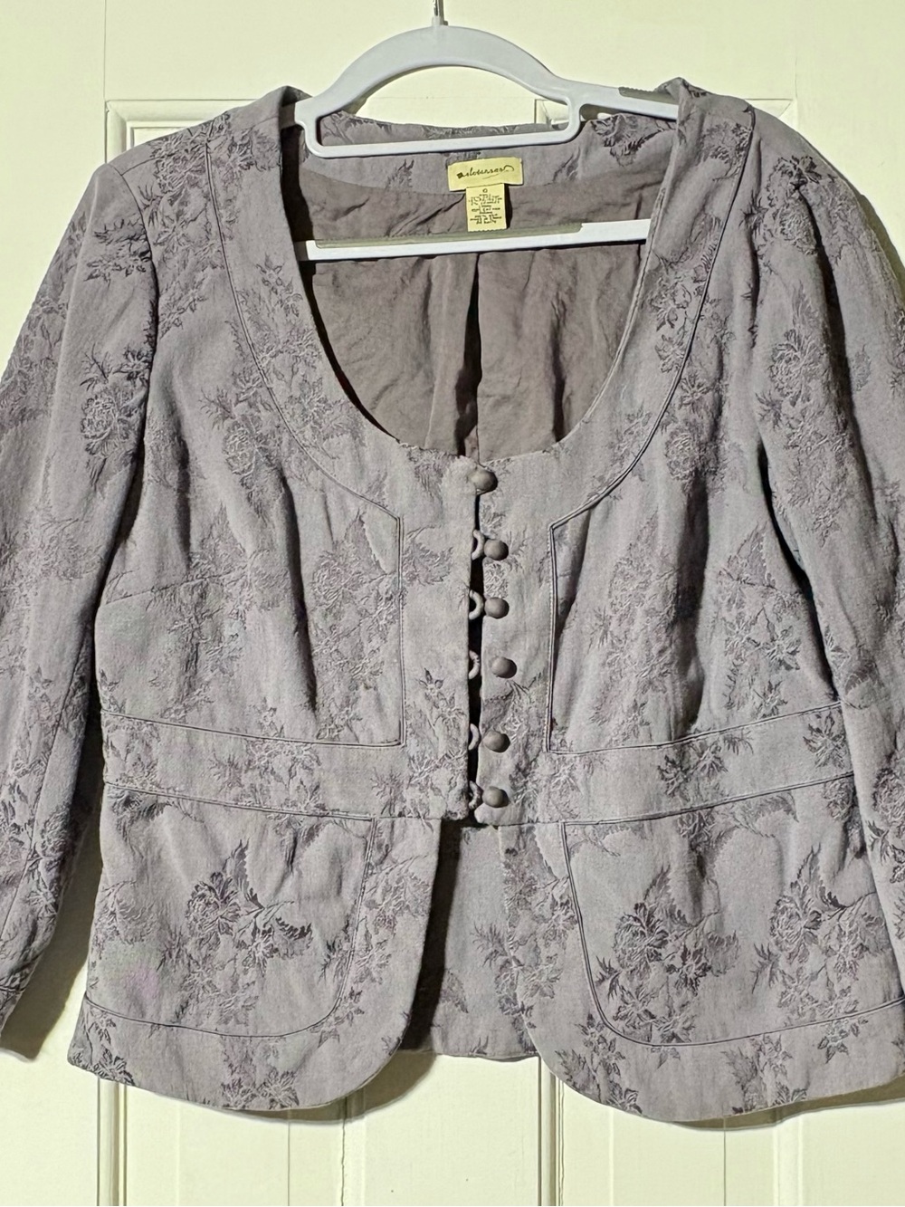 Anthropologie/elevenses Embroidered Button-Front Lavender Jacket